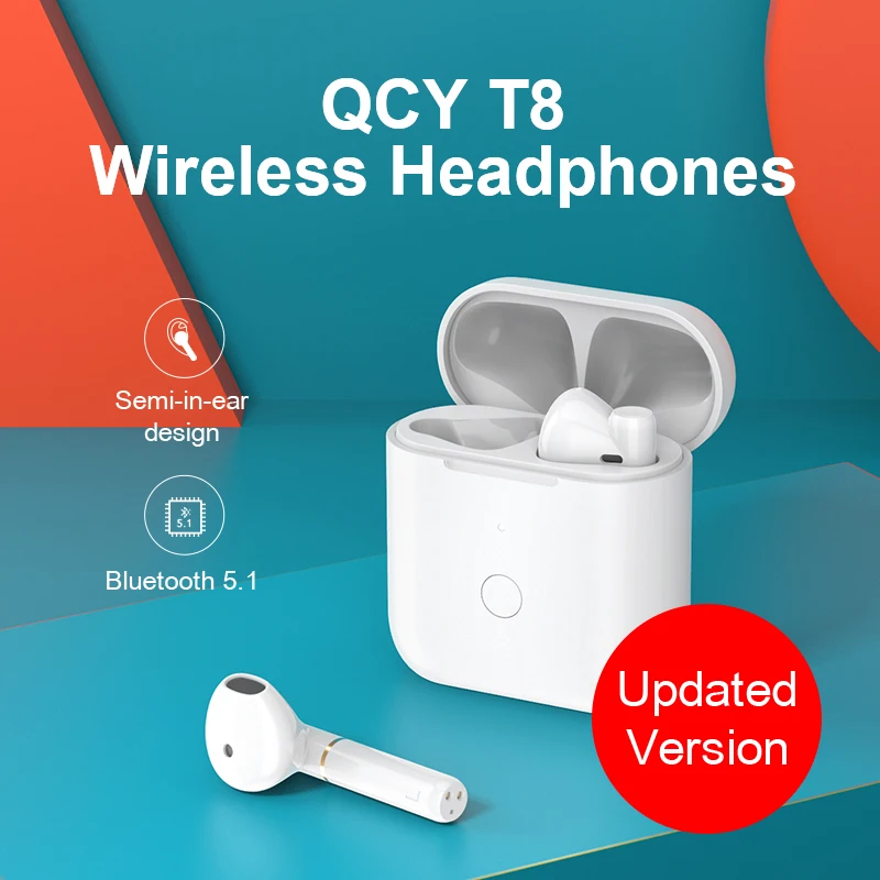 

QCY T8 TWS Wireless Headphones Bluetooth 5.1 Earphones 13mm HiFi Sound ENC Noise Reduction Sport Earbuds Headset Customizing APP