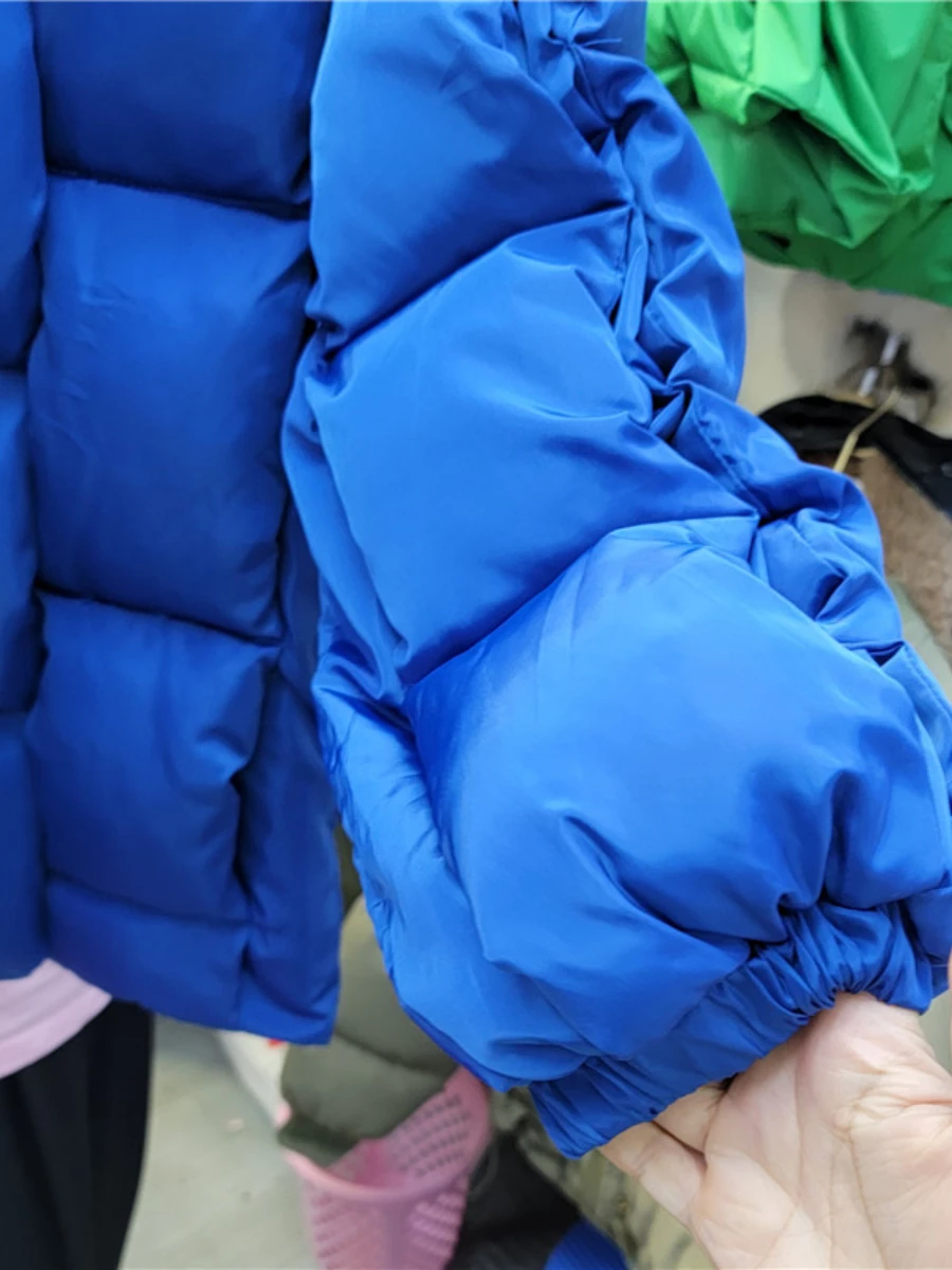 2022 Winter New Three-Dimensional Woven Square Couple Cotton Coat Fashion Solid Warm Thickened Puffer Jacket Casaco Femininos