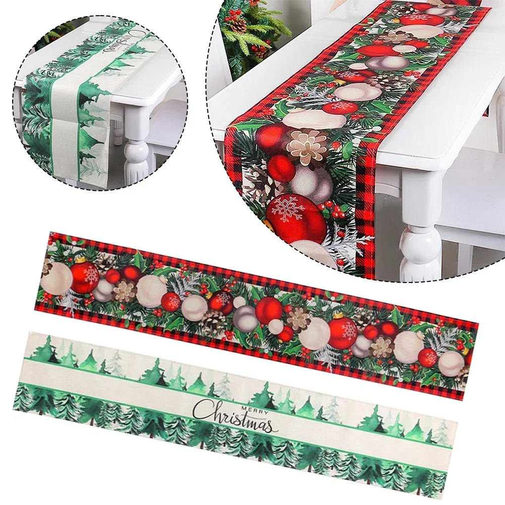 Рождественская дорожка для стола зеленый эльф руки елка шар принт сезонный