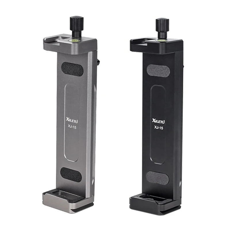 

XILETU 2 Pcs Universal Aluminum Alloy Tablet Phone Stand Holder Clip Tripod Aluminum Adjustable Bracket (Gray & Black)