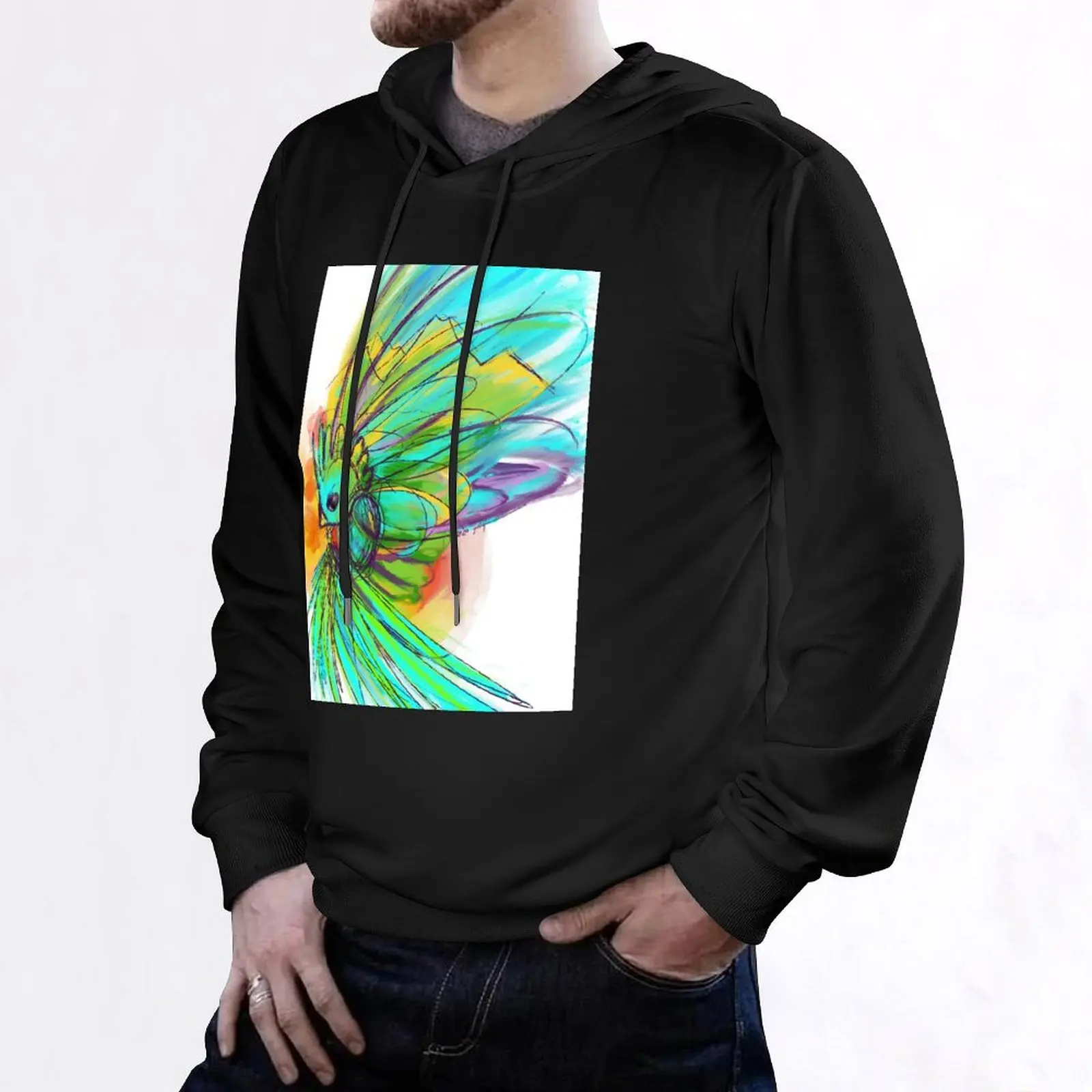 Пуловер Quetzal с акварелью и тушью осенняя мужская дизайнерская одежда уличная