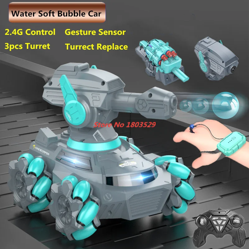 High Simulation Spray Water Bomb Bubble Tank Toy Electric Gesture Remote Control Car RC Tank multiplayer RC Car for Boy Kid Gift