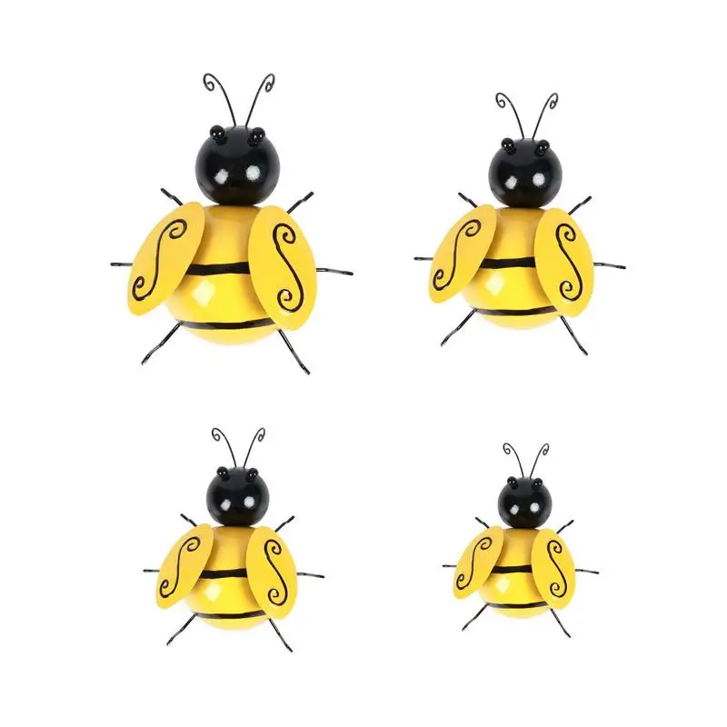 

Металлические пчелы уличный Декор 4 шт. 3D железная пчела скульптура декоративная пчела металлический двор Искусство Скульптура настенные украшения для улицы