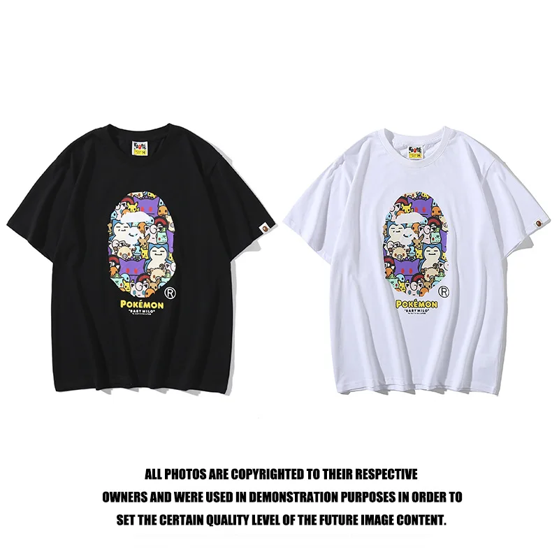 

2022 Summer New BAPE Candy Camouflage Ape Head Short Sleeve High Quality Cotton Casual T-Shirt Camiseta Hombres White Black