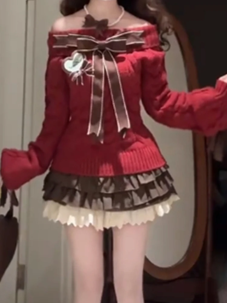 Осенний комплект из двух предметов с милым бантом и вырезом в виде феи + женский