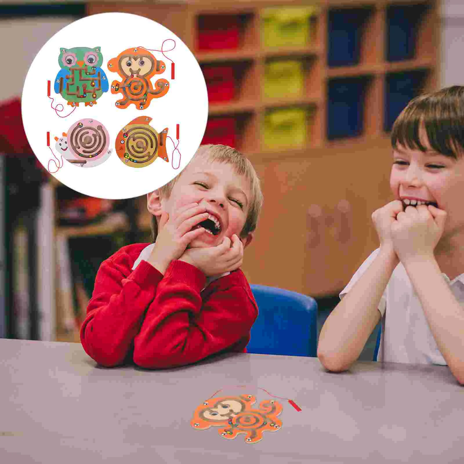

4Pcs Creative Magnetic Pen Maze Toy Magnetic Rolling Bead Maze Educational Toy