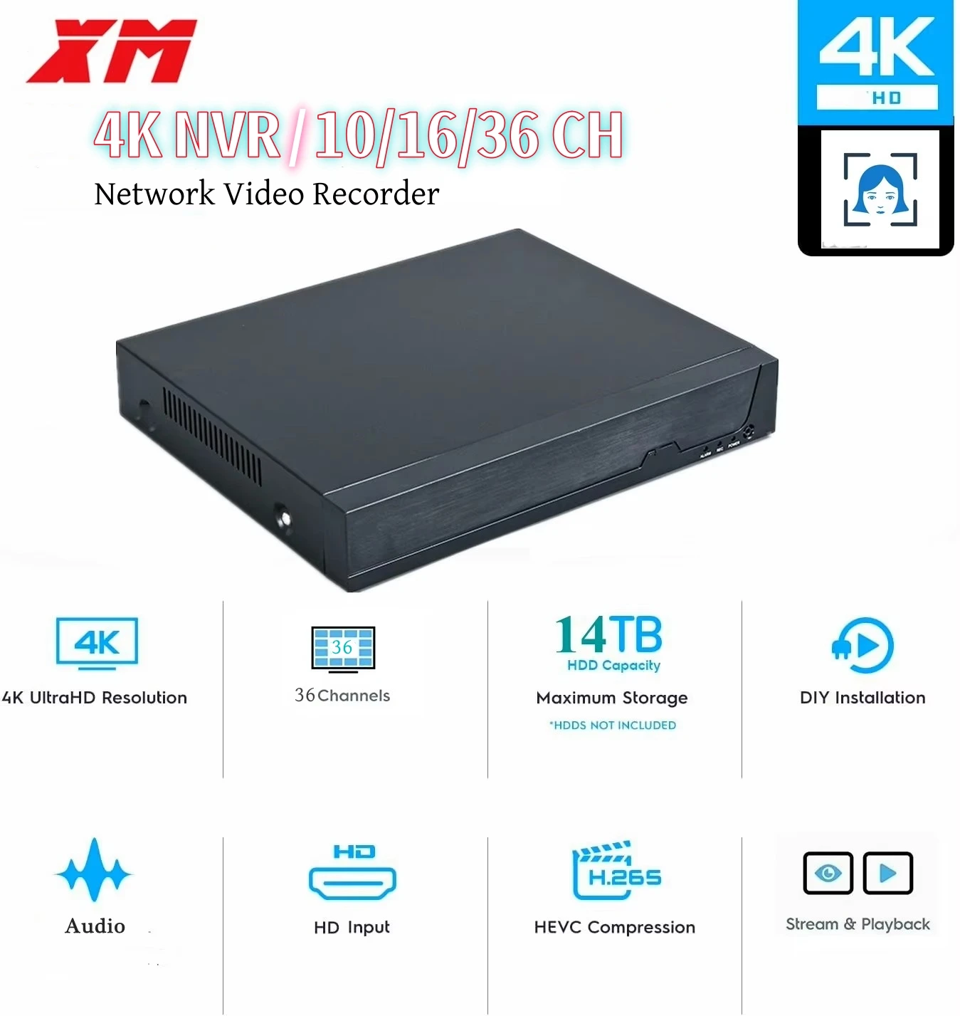 

XM сетевой видеорегистратор H.265 16CH