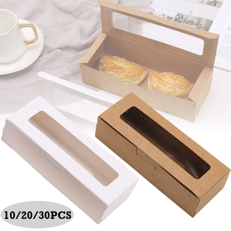 

10/20/30pcs Rectangle Gift Boxes With Transparent Window Candy Dessert Cake Cookies Pakaging Box Birthday Wedding Party Favors
