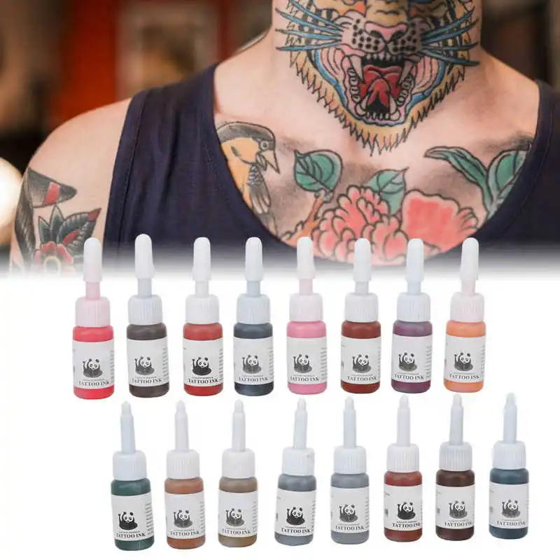

54pcs Tattoo Ink Kit Supply Pigment Set Easily Bright Vivid Color Safe Ingredients Conical Bottle for Skin Body Art Pigment Set