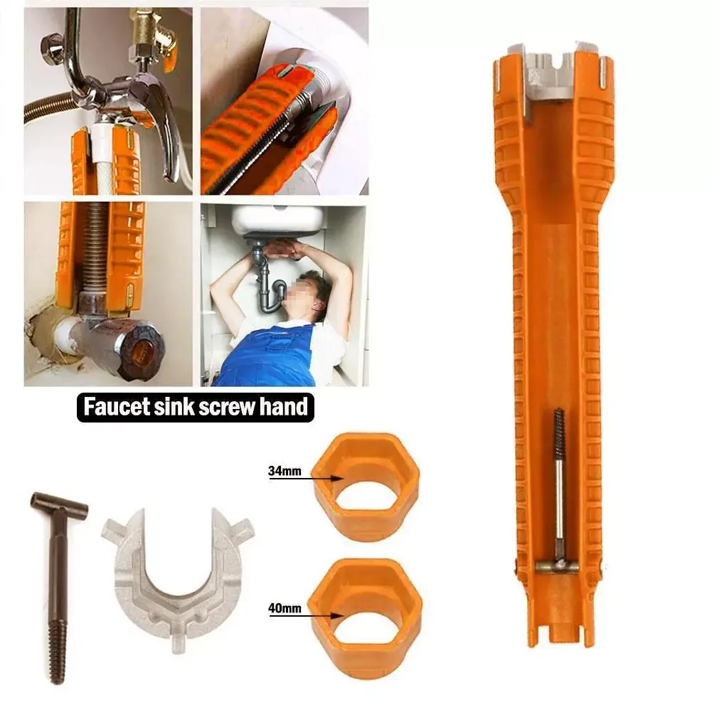 in 1 Plumbing Wrench Multifunctional English Key Flume Wrench Set Anti-slip Kitchen Sink Key Repair Wrench Plumbing Wrench Set