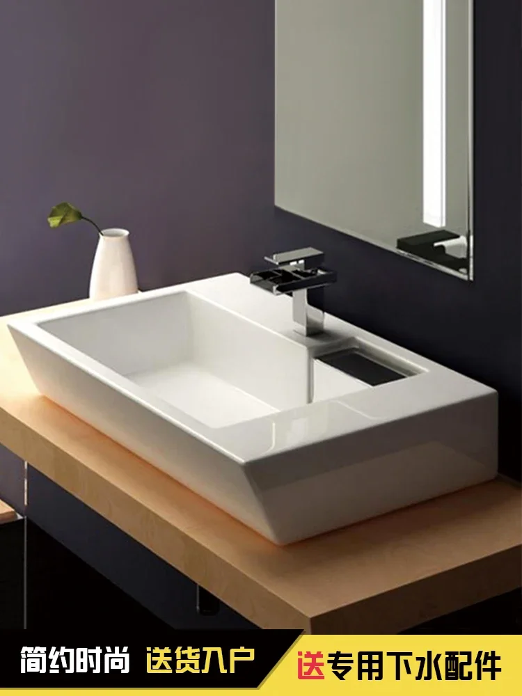 

Table Basin Side Drain Washbasin Single Basin Ceramic Balcony Washing Machine Side Drain Inter-Platform Basin