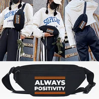 always letter print waist bag canvas large capacity crossbody bag women chest packs unisex fahion belt bag hip hop shoulder bags