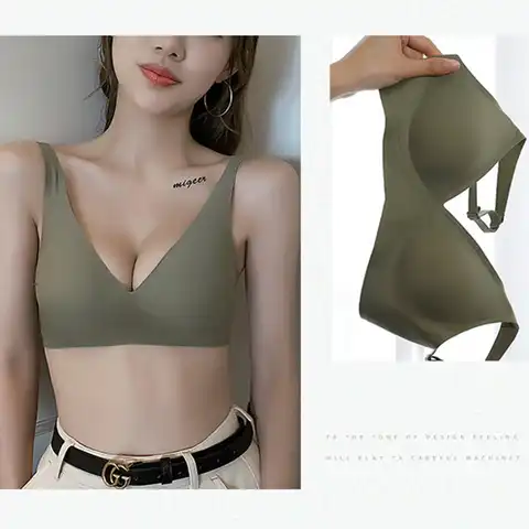 Women Seamless Bra No Wire Push Up Underwear Girls Breathable Lingerie Deep V Bra Top Sexy Brassiere 6 Colors Small Cup Bras