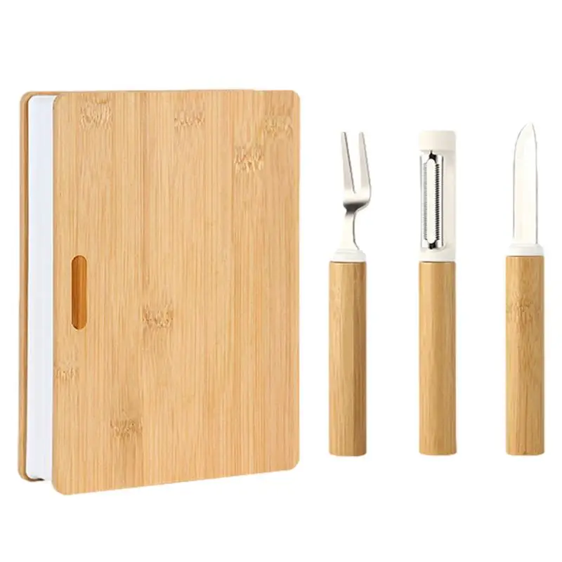 

Camping Cutting Board Wood Utensils Chopping Board Set Travel Kit Smooth Thick Cutting Board Set Space Saving For BBQ Camping