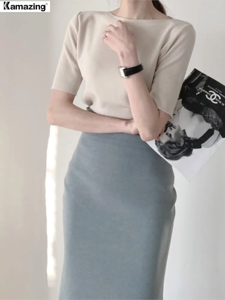 Футболка женская трикотажная с круглым вырезом в Корейском стиле | Женская