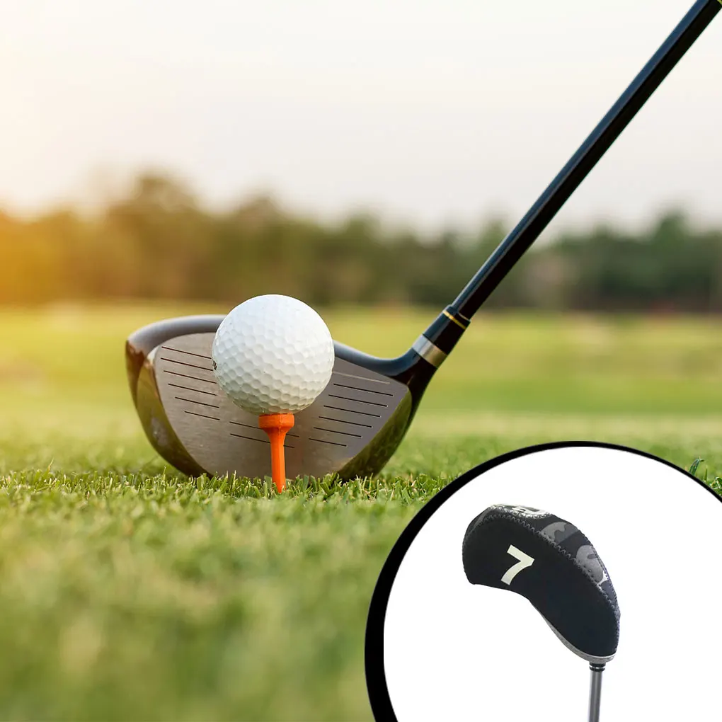 

10 Pieces Golf Head Covers Protective Digital Sports Spare Parts Sporting Accessories Protector with Number Metal Pole