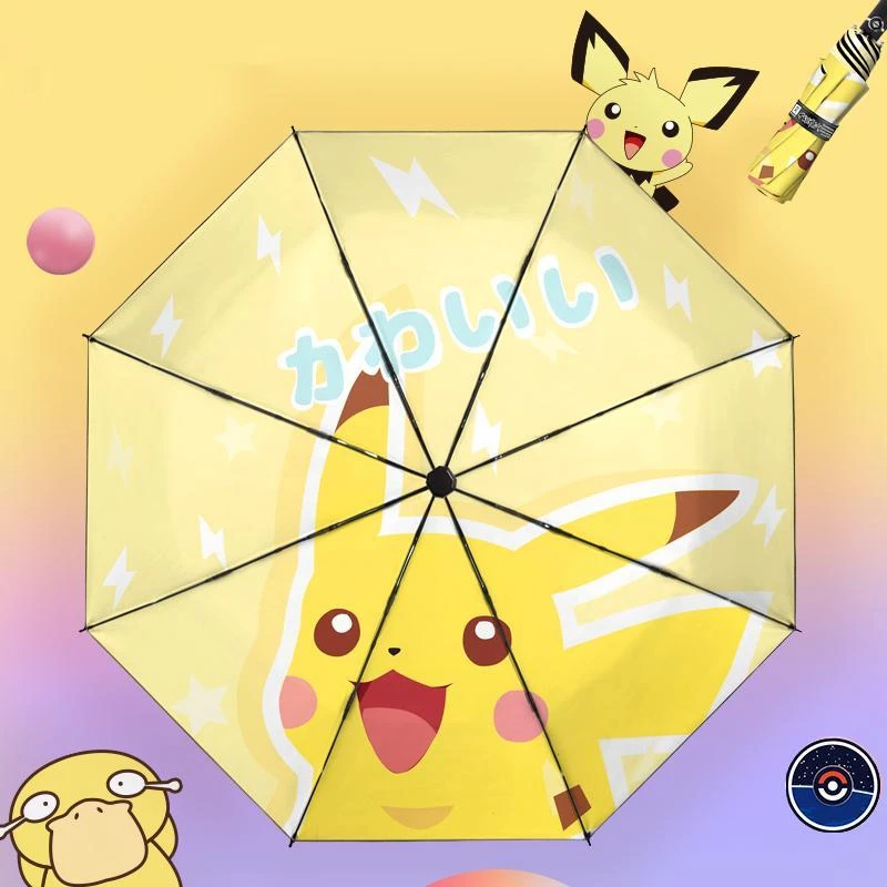 

Full Automatic Children's Umbrella Pokemon Anime Pikachu Cartoon Wind Umbrella Men's Rain Proof Women's Ultraviolet Sunshade