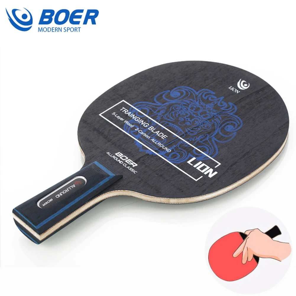 Professional Tennis Table Rackets Shorts Long Handle Horizontal Grips Carbon Blade 7 Ply Ping Pong Blade Rackets Bottom Plate
