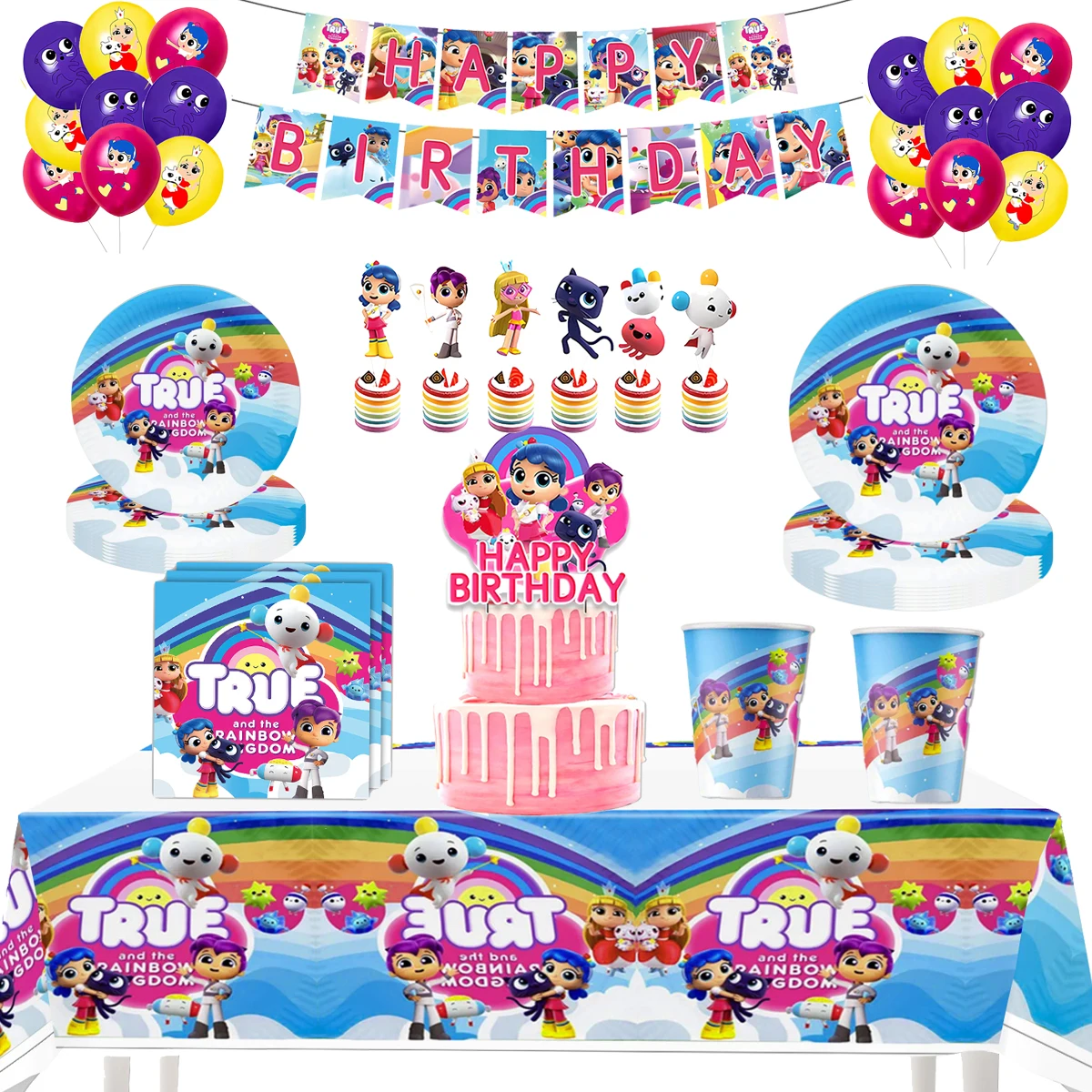 Настоящее и радужное королевство набор украшений для вечеринки бумажные тарелки