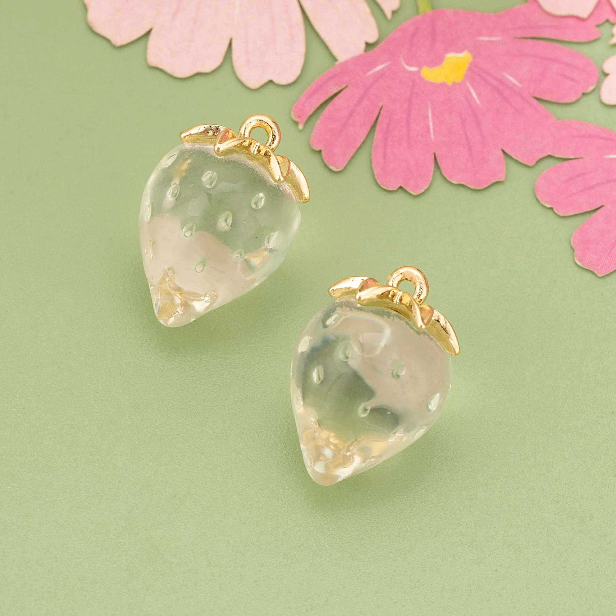 YEGUI MF93 ювелирные аксессуары акрил позолота 18 карат медь форма клубники подвески