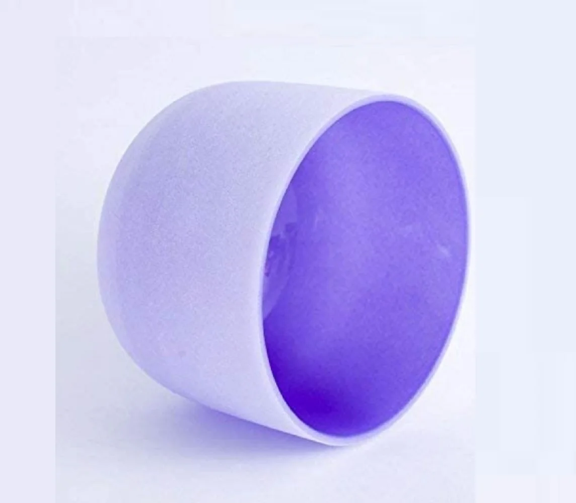 B Crown Chakra Frosted Purple Color Quartz Crystal Singing Bowl 8 inch mallet and o-ring included
