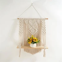 wall hanging storage shelf hand woven tapestry rack macrame tapestry wall hanging decor tassels tapestry wall hangings
