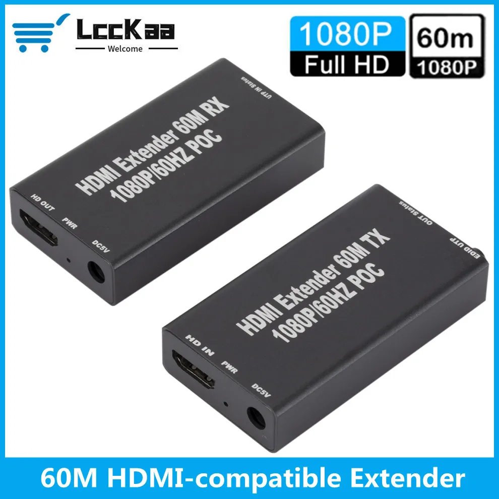 60 м HDMI-совместимый удлинитель через IP Сетевой 1080P HDMI передатчик RJ45 CAT5e CAT6 LAN как