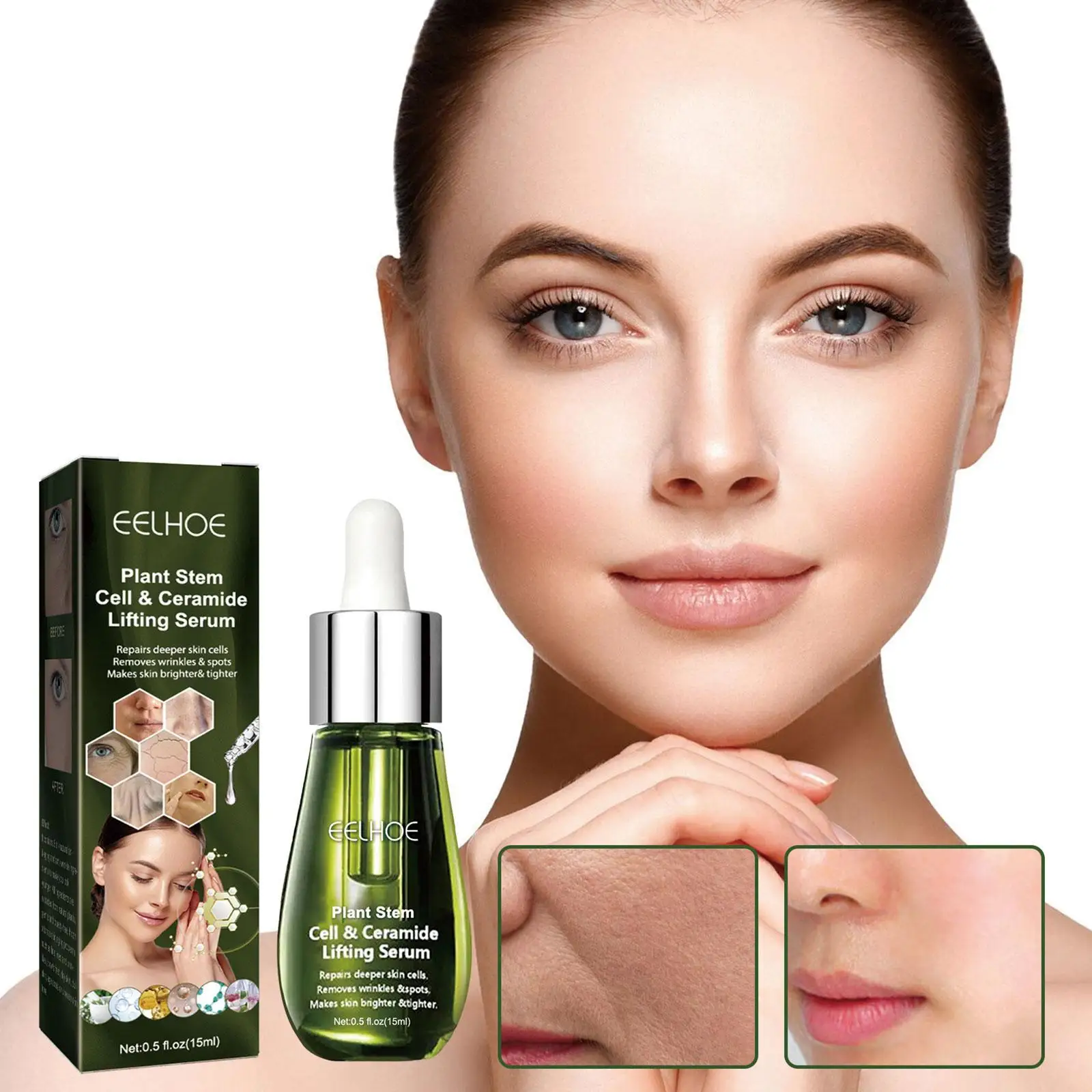 

15ml Plant Stem Cell Ceramide Lifting Serum Collagen Boost Anti-Aging Anti Wrinkle Serum Youth Renew Peptide Serum Skin Cream