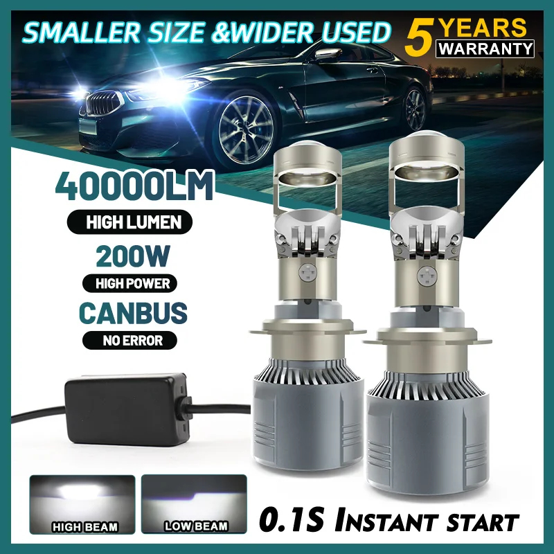 

HAOLIDE Canbus H7 LED Mini Projector Lens 40000LM Super Bright Car Headlight H11 H4 9005 HB3 9006 HB4 Auto Motorcycles HeadLamp