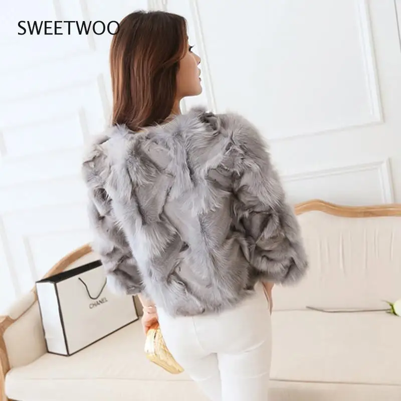 6 Color Short Three Quarter Sleeve Artificial Fur Coat Woman Winter Fashion Faux Fur Jacket Korean Elegant Fake Mink Slim 2022