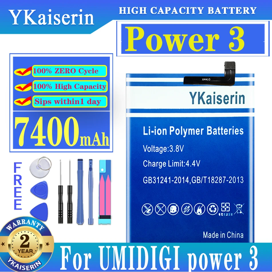 

Запасной аккумулятор ykaisin Power 3 7400 мАч для UMIDIGI Power 3, аккумулятор большой емкости + код отслеживания