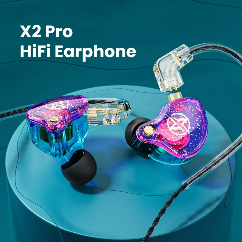

X2 Pro 3.5mm Detachable Wired Headphones Dual Dynamic HiFi Earphone Noise Cancelling Monitor Headset Bass Stereo Music Earbuds