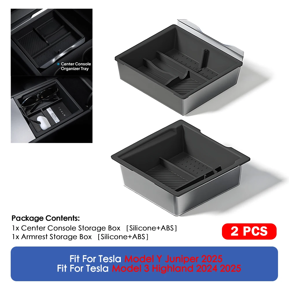 

Для Tesla Model Y Juniper 2025 и Model 3 Highland 2024 2025 ABS Органайзер для центральной консоли Лоток Подлокотник Ящик для хранения Аксессуары