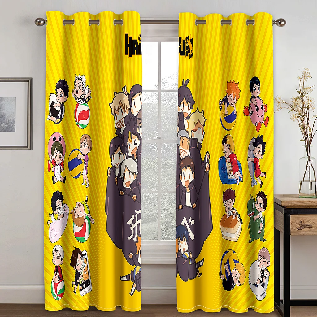 

Custom Movie Yellow Children's Colorful Cartoon Kids Girl 2 Pieces Light Filtering Curtains for Living Room Bedroom Window Drape