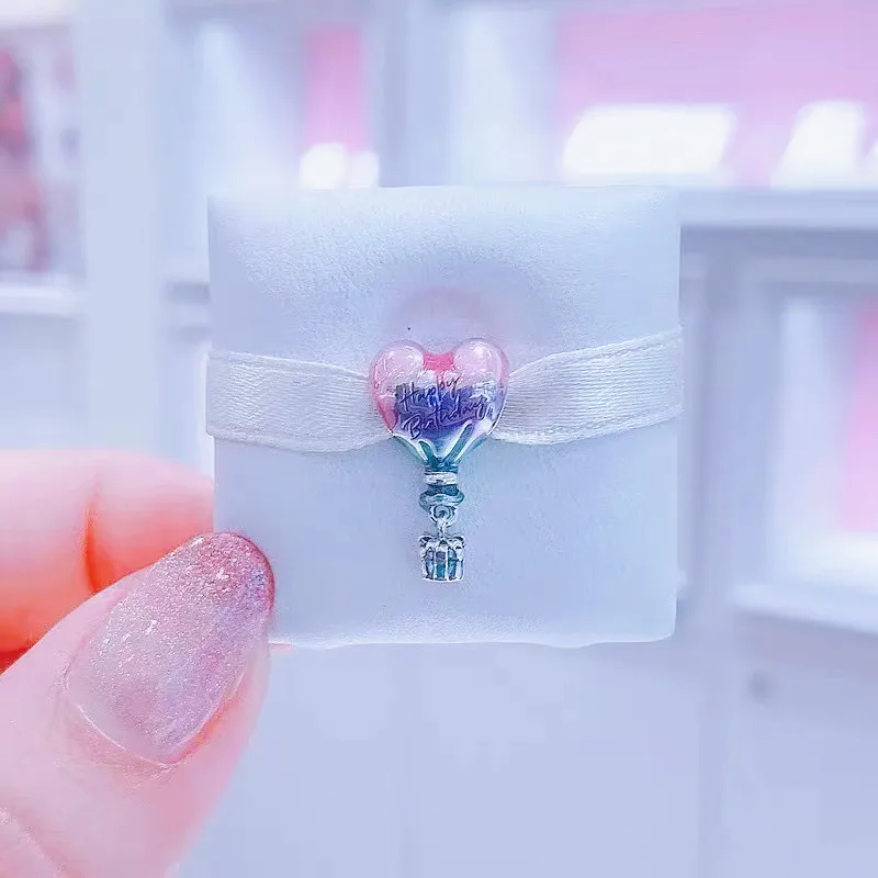 925 Silver Happy Birthday Hot Air Balloon Charm Couple Temperament Gift