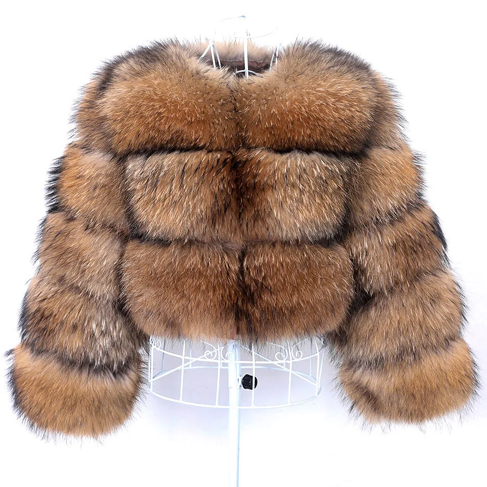 Maomaokong Real Fox Fur Coat Winter 100% Natural Raccoon Fur Jacket Female Thick Warm Leather Fur Overcoat High Quality Fur Vest