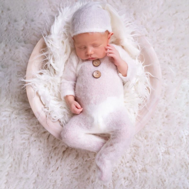 

Infant Photography Props 0-12 Month Baby Boy Girl Overall Romper and Sleepy Hat Jumpsuit Set Boy Girl Photo Outfit QX2D