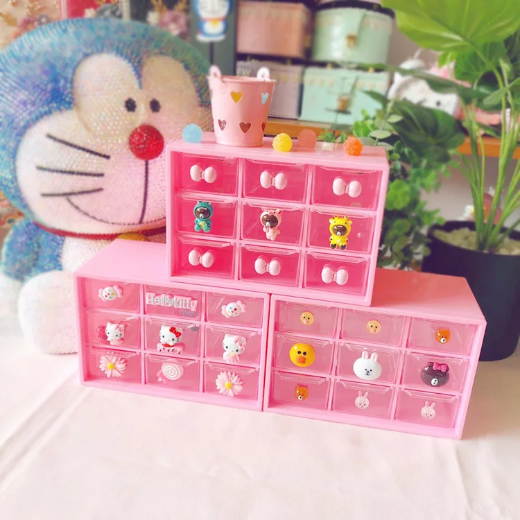 

Kawaii Sanriod аниме периферийный котенок Настольный ящик коробка для ювелирных изделий стол общежитие коробка для хранения мелочей Органайзер к...