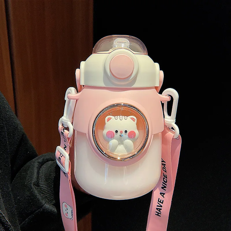 

Милая соломенная чашка, красивые универсальные детские чашки с ремешком, пластиковая чашка в виде космической капсулы, большой объем, чайник для пары