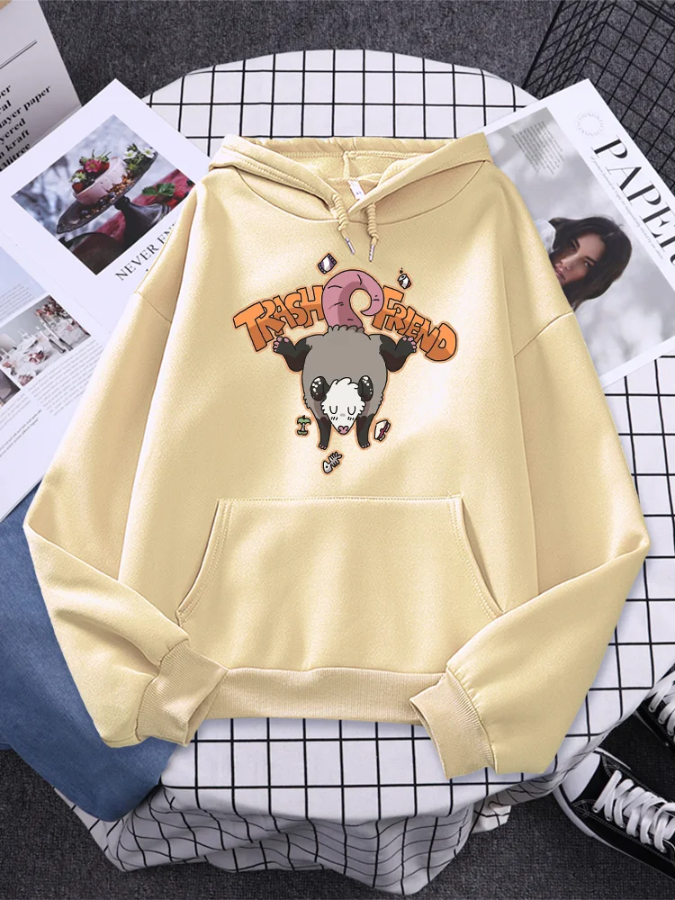 

Trash Friend Unhappy Sheep Funny Printed Womens Hoodie Fashion Casual Pullover Creativity Crewneck Clothes Cute Woman Hoodies