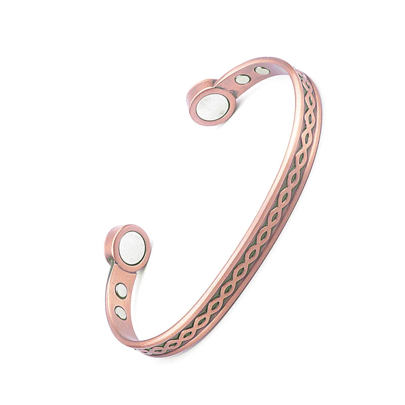 

Popular Classic Rose Gold Magnetic Therapy Open Bracelet Bangles Men's Casual Simple Healthy Bracelets Jewelry with Delicate Box