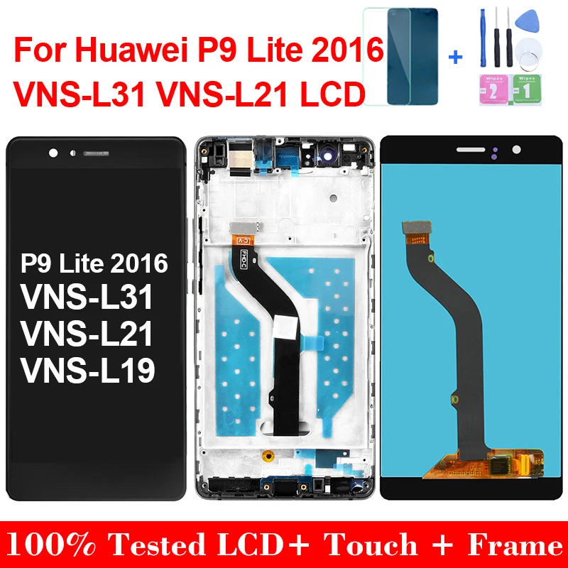 

5.2''Original For Huawei P9 Lite 2016 VNS-L31 L21 L19 LCD Display Touch Panel Screen Digitizer Assembly Replacement with Frame