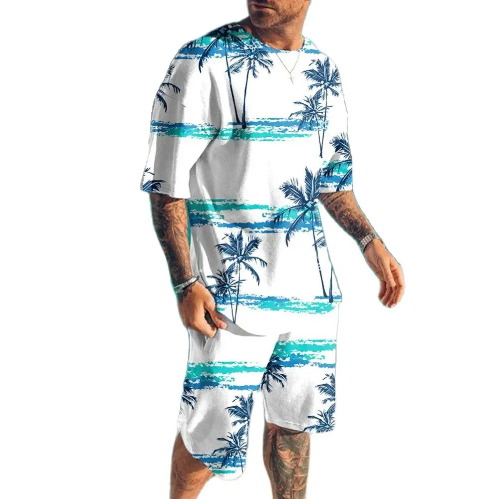 

Hawaiian Men Harajuku Sportswear Suit 3D Printing T-shirt And Shorts Beach Resort Fashion Casual Sportswear Summer Trend Clothes