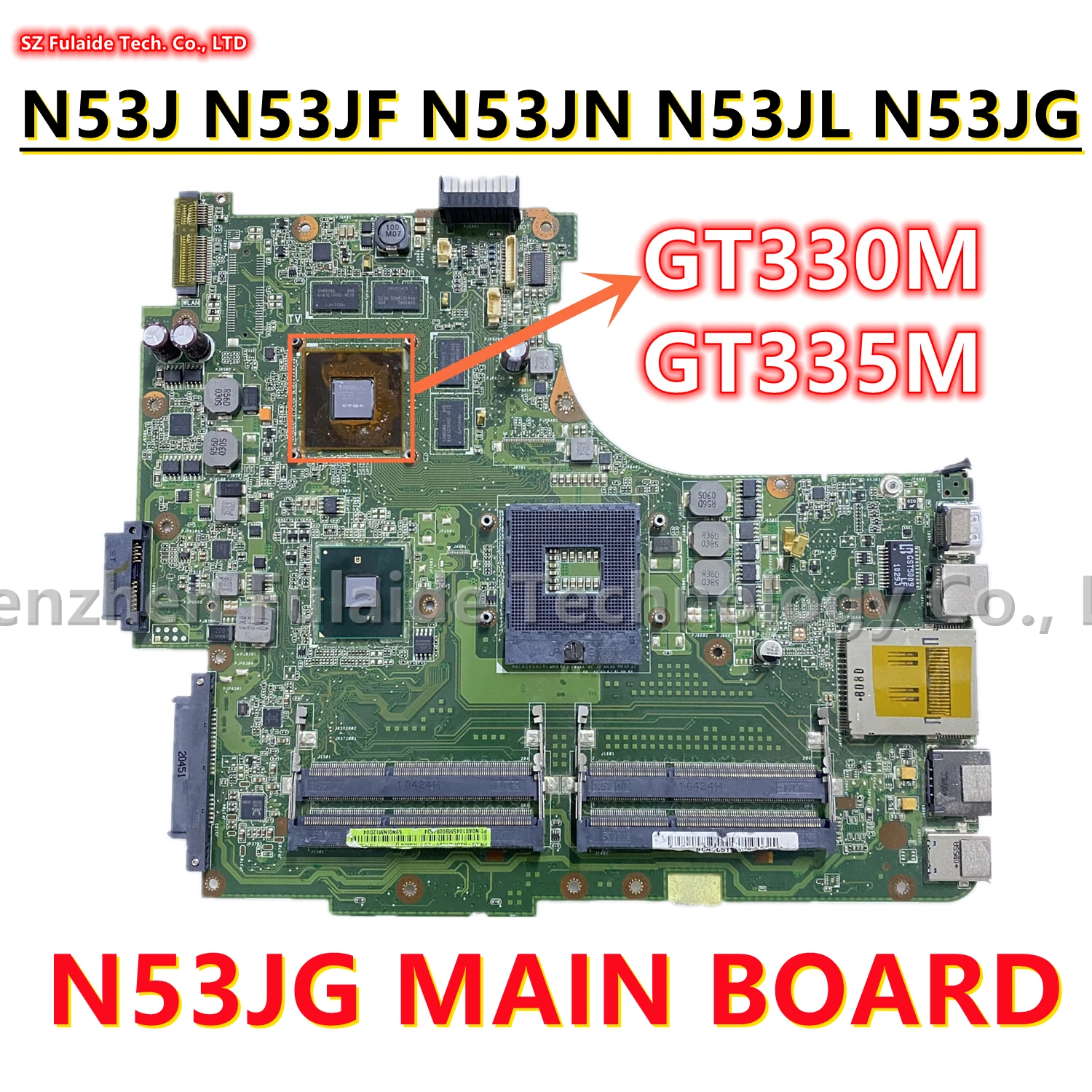 

Материнская плата N53JG для ноутбука Asus N53J N53JF N53JN N53JL N53JG, материнская плата с GT330M GT335M GPU HM55 DDR3 100% работает
