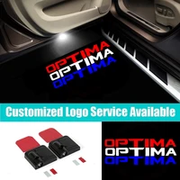 2x wireless led car door redbluewhite optima logo welcome projector shadow light for kia optima