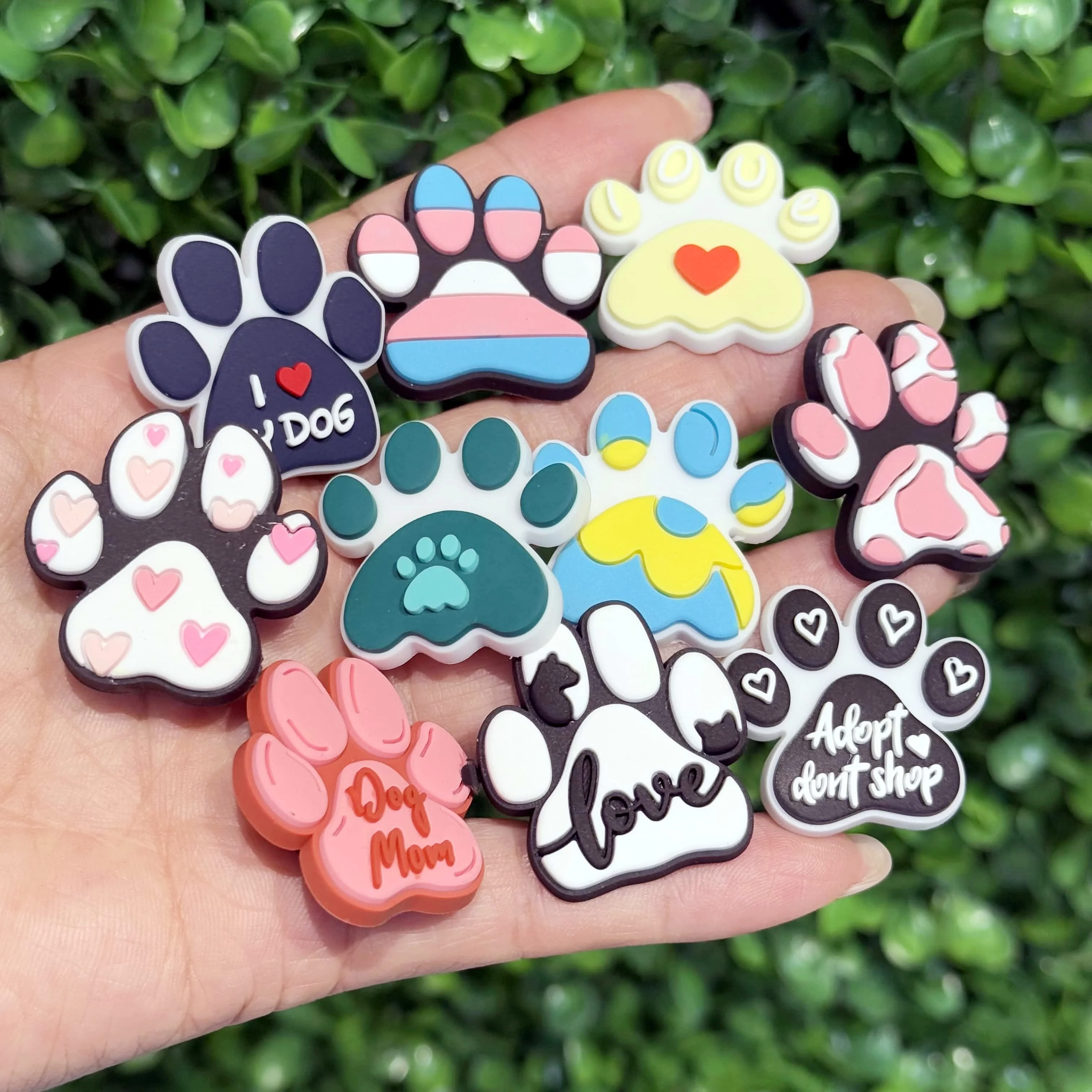 1-21 шт. сандалии из ПВХ с рисунком следа лапы собаки и мамы подвески для обуви