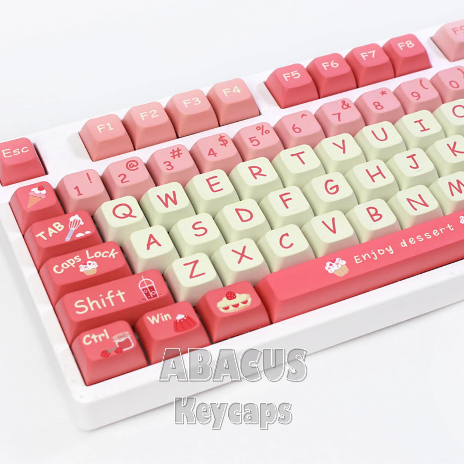 

Колпачки для клавиш XDA Profile 135 Keys PBT, колпачки для клавиатуры кремового цвета с клубничным принтом, колпачки для механических брелоков, Набор ...