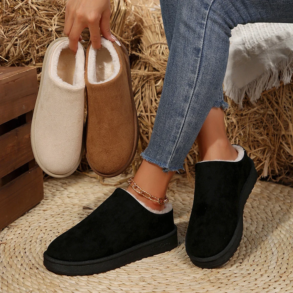 Зимние сапоги женские зимние новые кашемировые теплые ботинки на толстой