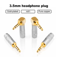 10pcs 3 5mm jack connector 3poles4poles copper gold plated stereo plug jack 3 5mm for audio speaker earphone diy repairing