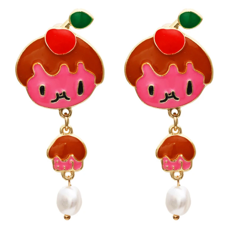 

Cute Little Girl Cartoon Character Earrings 2022 New Sweet Pearl Girls Ear Jewelry